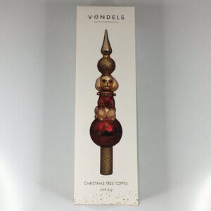 Vondels Christmas Tree Topper with Dog Mouth Blown Glass Hand Painted Poodle